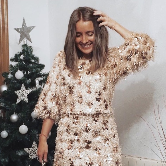 🌞NWT Zara Sequins Crop Top Balloon Sleeve Pink S - Picture 4 of 12